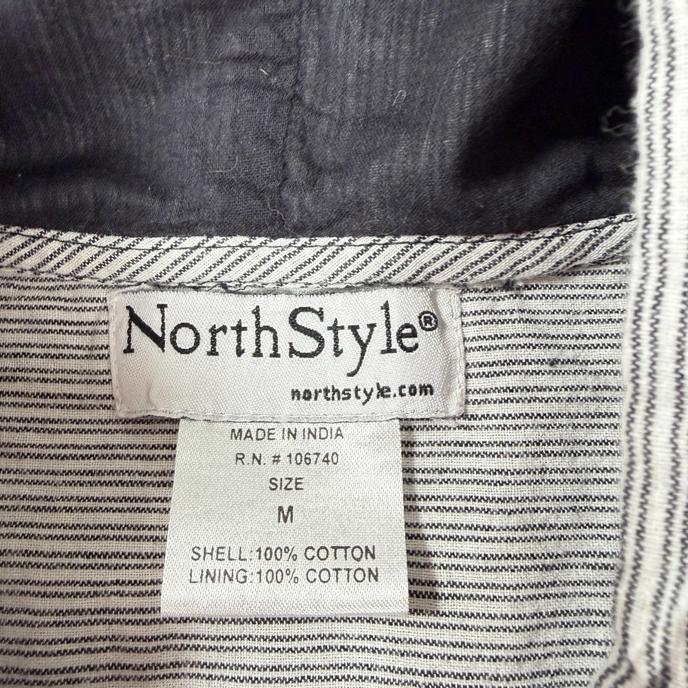 NorthStyle Womens Lightweight Cotton Jacket Sz M Striped Hooded Beach Fisherman - Picture 6 of 8